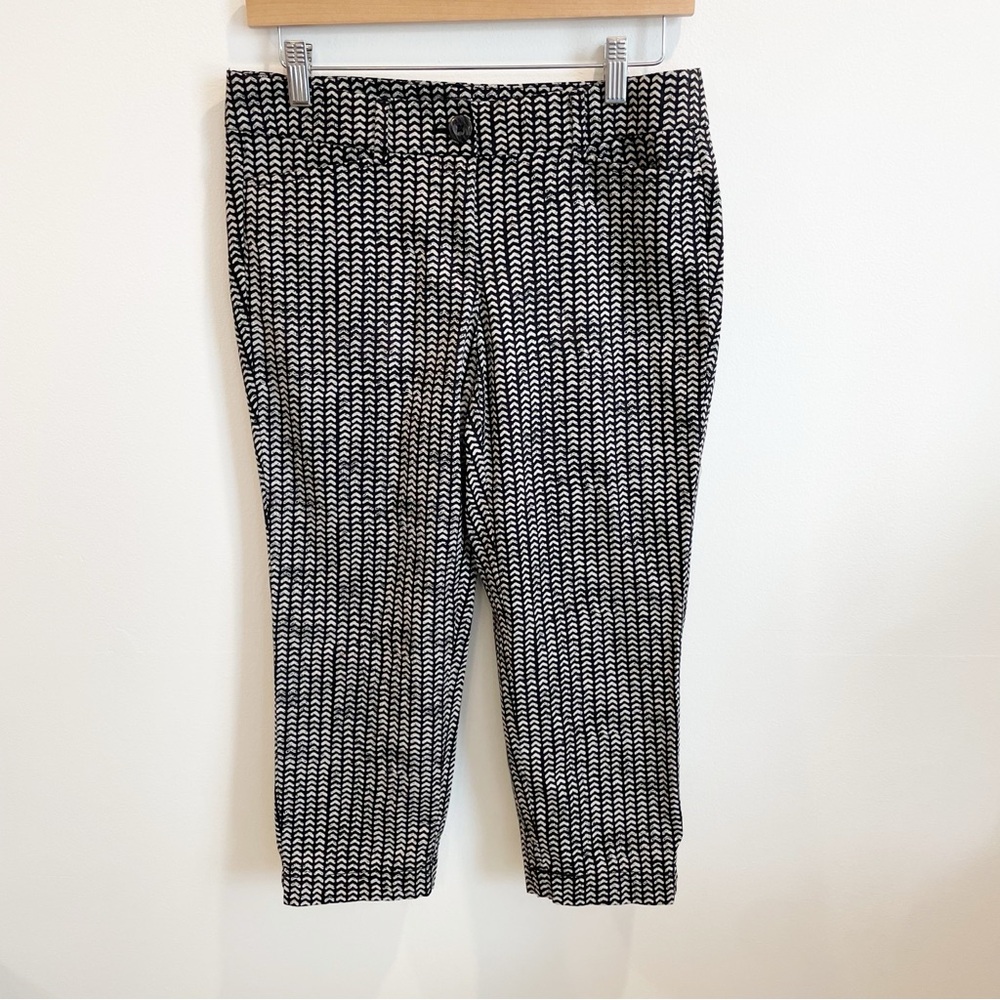 Ann Taylor Loft Black Patterned Original Crop Pants Bottoms